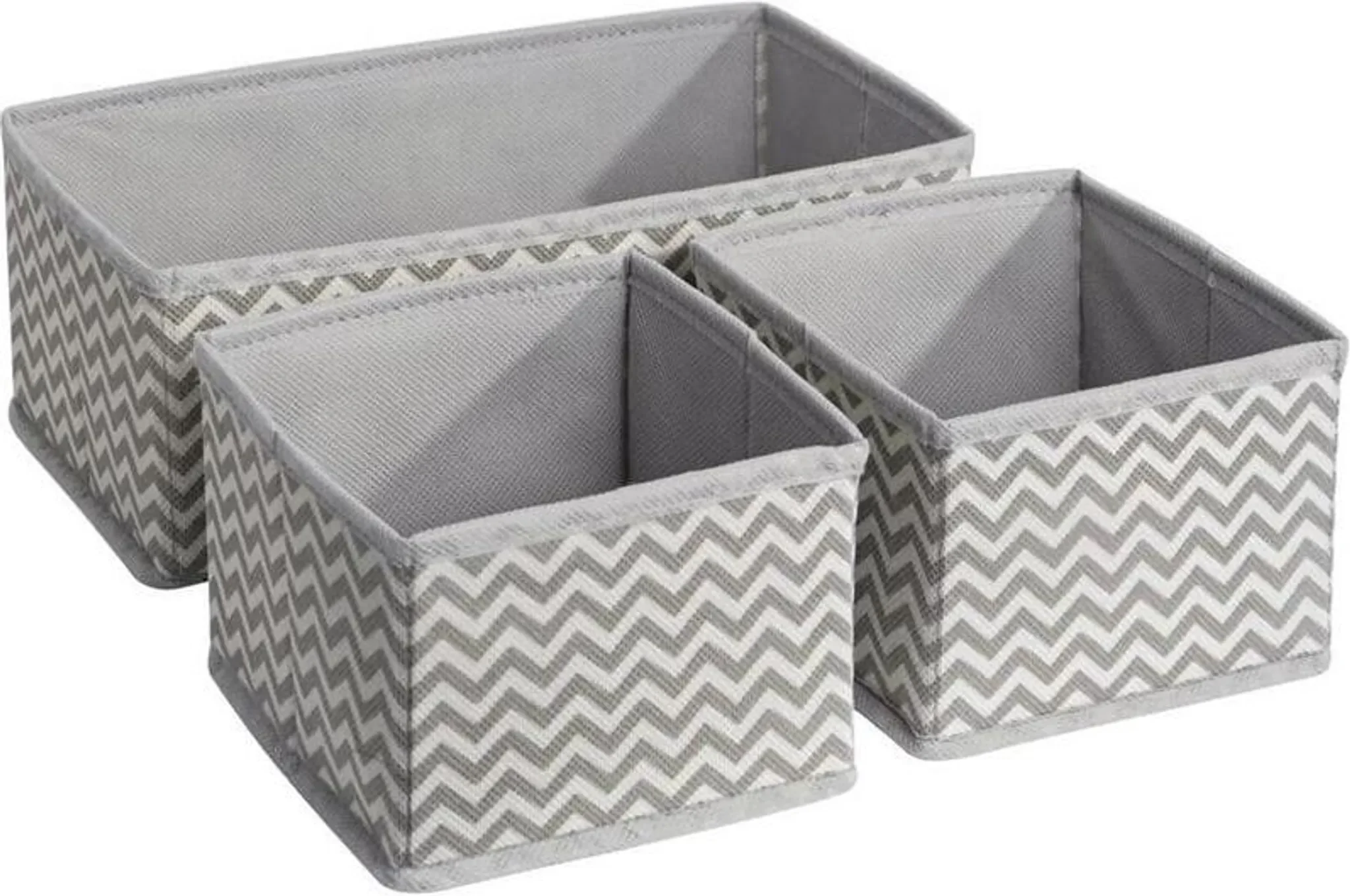 MetroDecor 3er-Set Stoff-Aufbewahrungsboxen – 2 Größen – Taupe