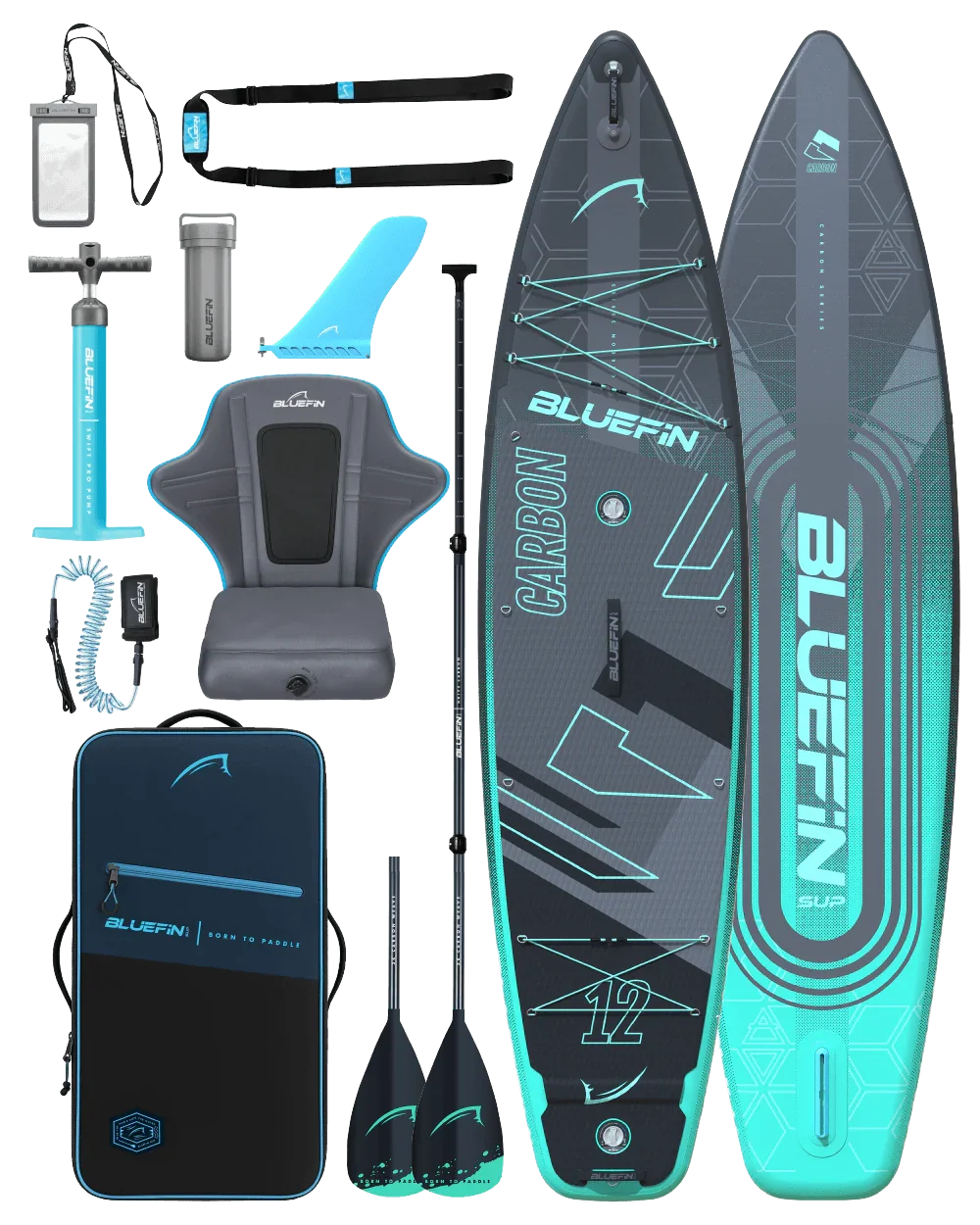 Bluefin Carbon 12' Premium aufblasbares SUP-Board Stand Up Paddle