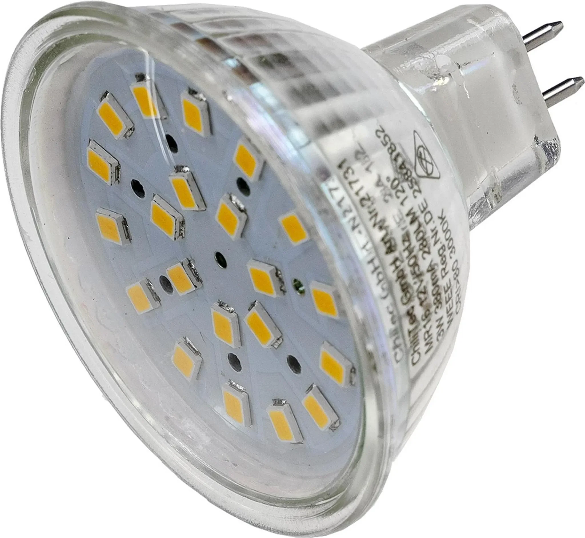 Chilitec LED-Strahler MR16 „H40 SMD“ – 12 V, 3 W, 280 lm, 3000 K, Warmweiß