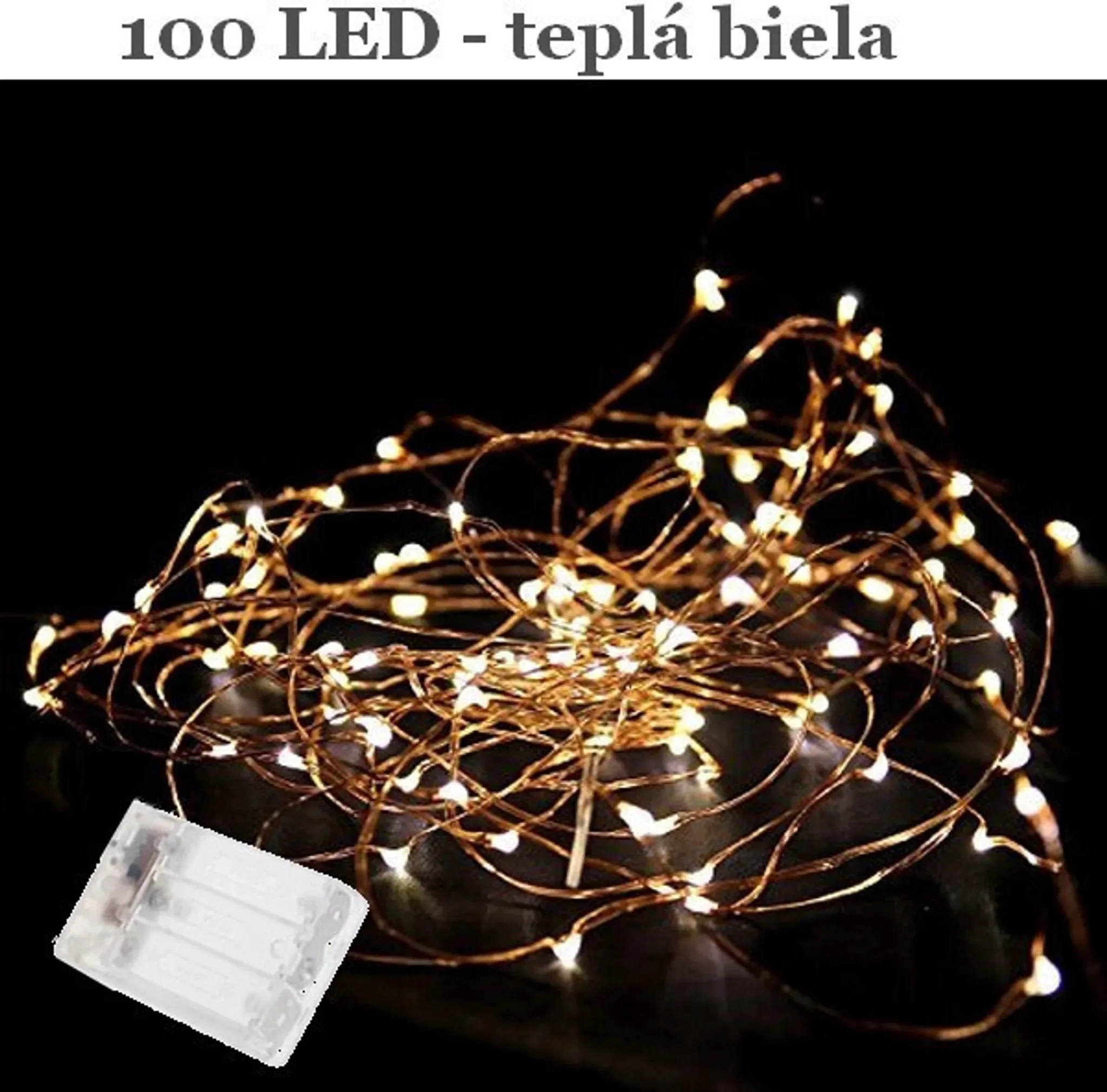 Lex Light Micro-LED Lichterkette Batterie – 100 LEDs warmweiß, 4,95 m, Innen