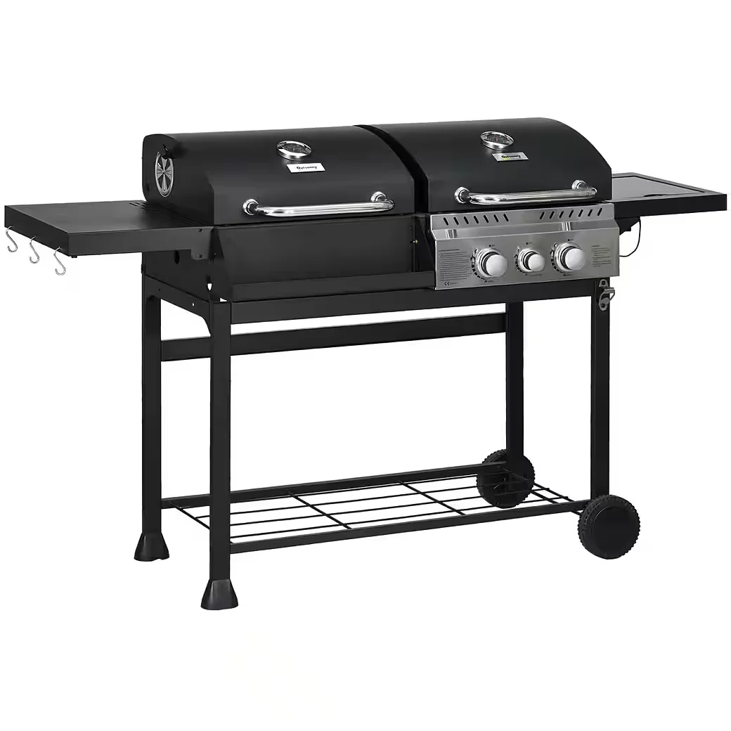 Gasgrill Grillwagen 2+1 Brenner, Thermometer, 3 kW BBQ Gartengrill