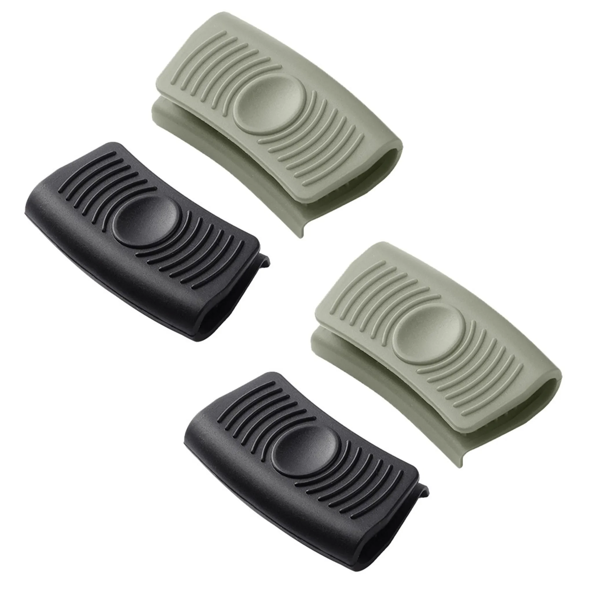 JeiibrZui Silikon-Topflappen & Griffhalter – 2 Paare – Schwarz / Grau