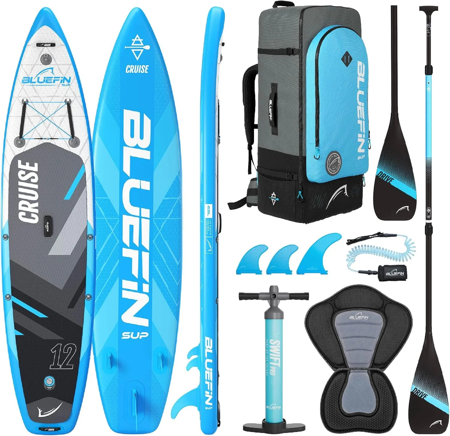 Bluefin Cruise Premium SUP Board Set aufblasbares Paddleboard