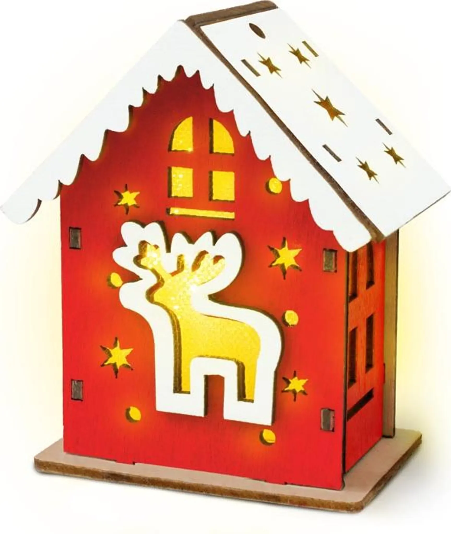 AllBags Adventshaus aus Holz – Rot mit Hirschmotiv