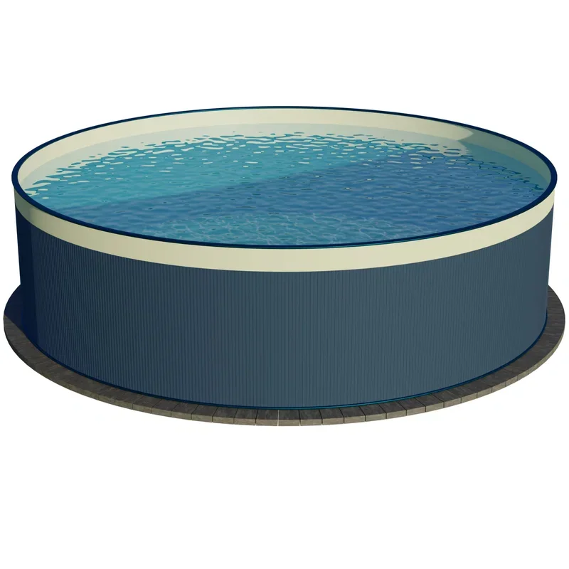 Gartenpool Stahlwandpool rund 300x90 cm anthrazit, Folie sand, Overlap